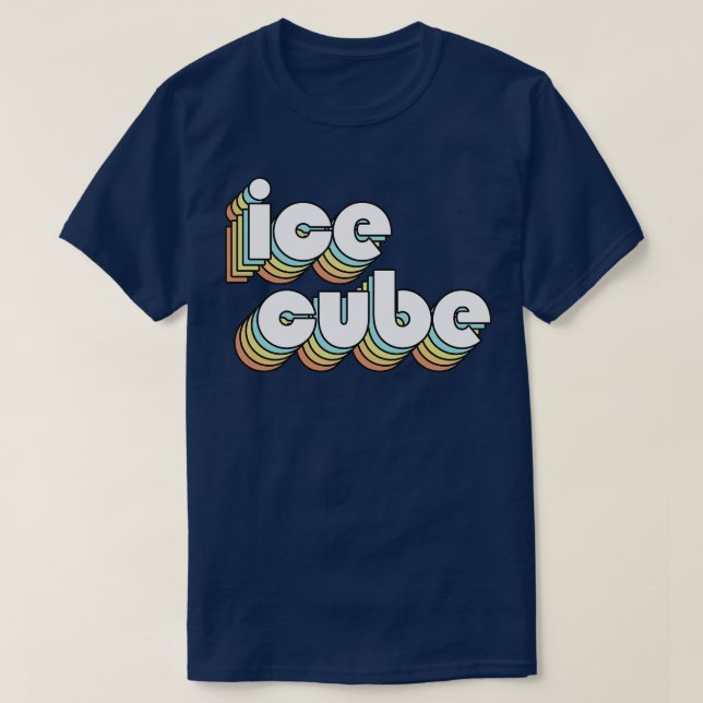 Ice Cube Retro Rainbow Typography Faded Style T-Shirt (Design Front)