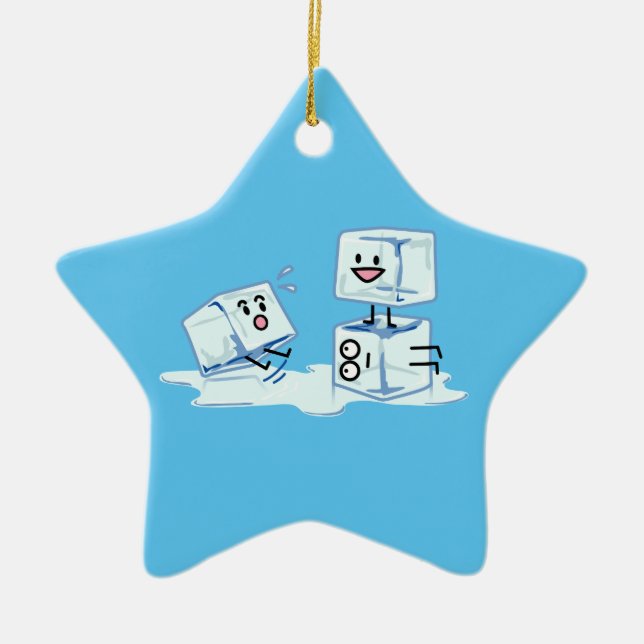ice cubes icy cube water slipping stack melt cold ceramic ornament (Front)