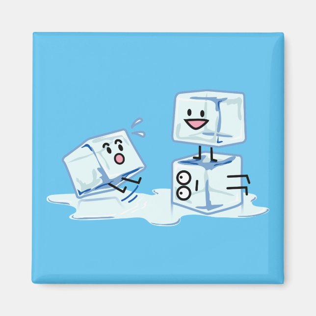 ice cubes icy cube water slipping stack melt cold magnet (Front)