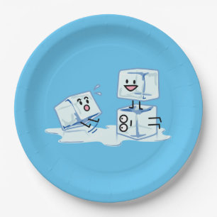 ice cubes icy cube water slipping stack melt cold paper plate