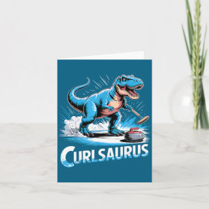 Ice curling player dinosaur t-rex funny curling card