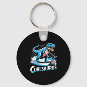 Ice curling player dinosaur t-rex funny curling key ring