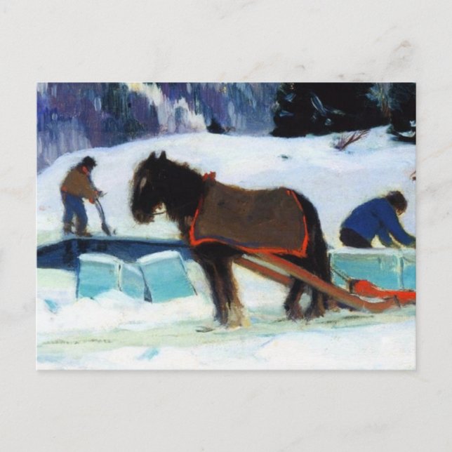  Ice Cutting , Clarence Gagnon  Holiday Postcard (Front)