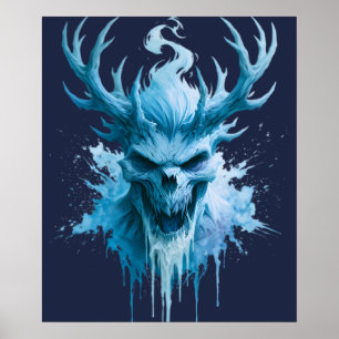 Ice Demon Watercolor Poster