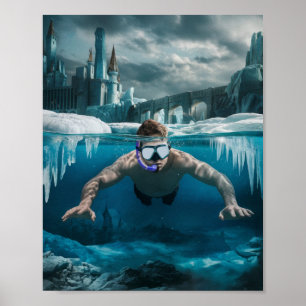 Ice diver waits for spring poster