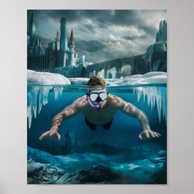 Ice diver waits for spring poster (Front)