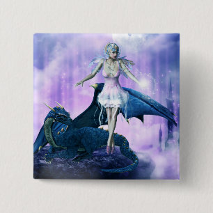 Ice Dragon Fairy 15 Cm Square Badge