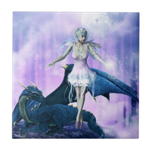 Ice Dragon Fairy Ceramic Tile