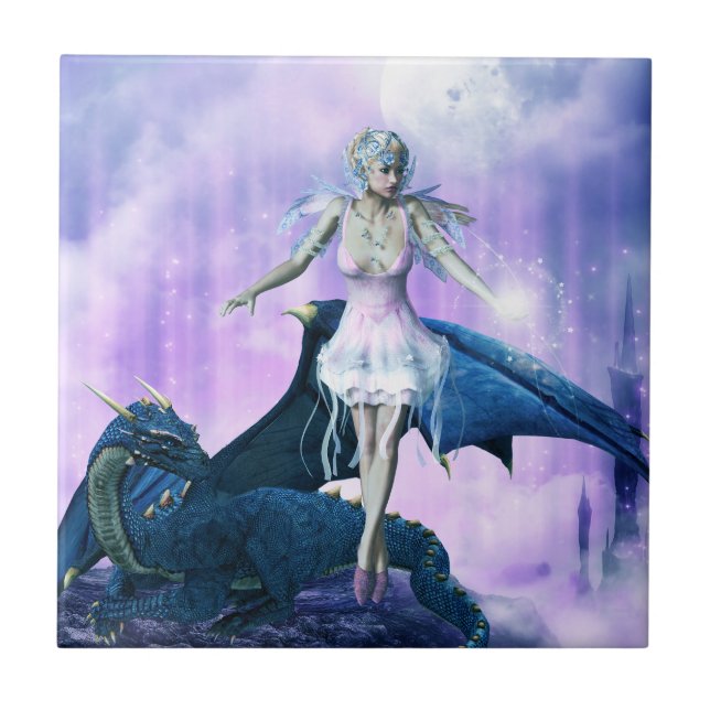 Ice Dragon Fairy Ceramic Tile (Front)