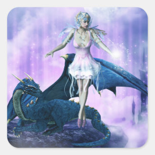 Ice Dragon Fairy Square Sticker