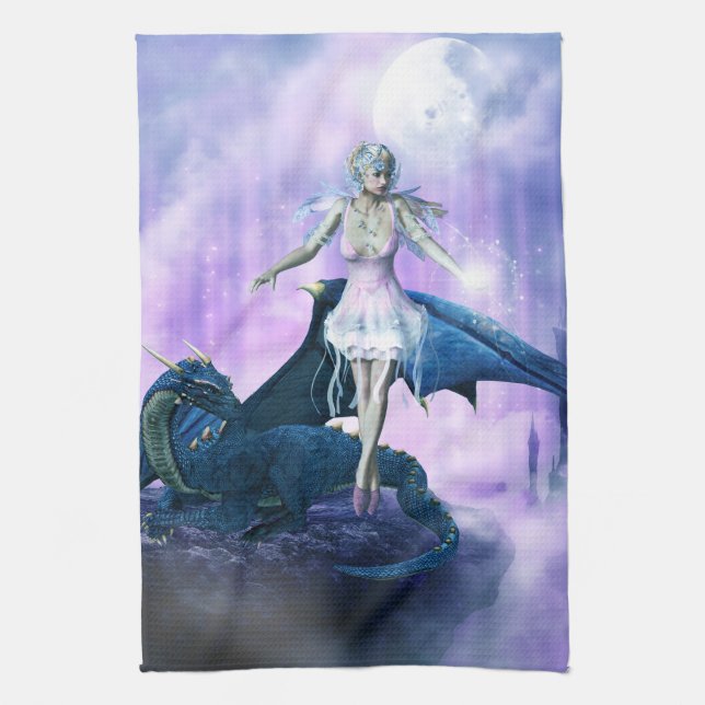 Ice Dragon Fairy Tea Towel (Vertical)