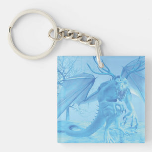 Ice dragon with antlers key ring