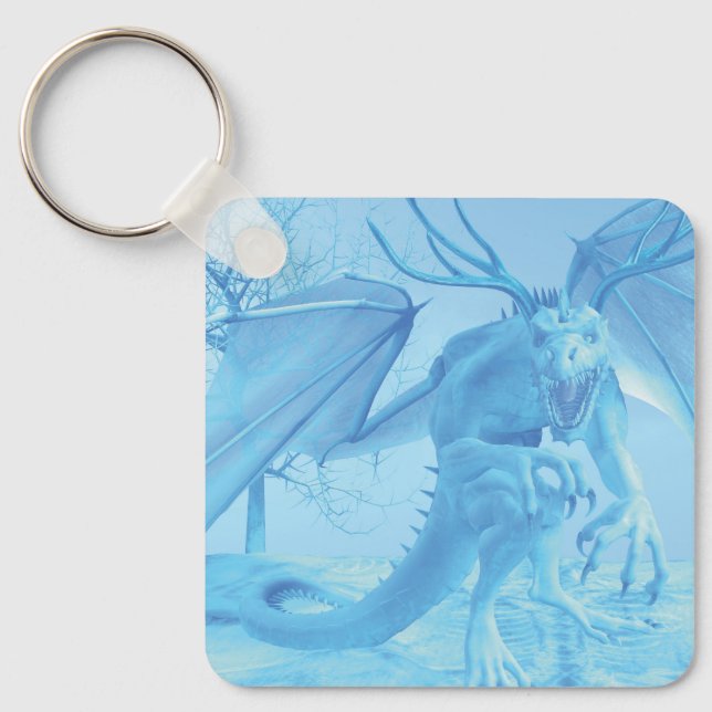 Ice dragon with antlers key ring (Front)