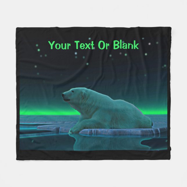 Ice Edge Polar Bear Fleece Blanket (Front (Horizontal))