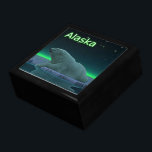 Ice Edge Polar Bear Gift Box<br><div class="desc">A peaceful moment in the long Arctic night. A Polar Bear rests at the edge of an open area in the pack ice.The Northern Lights glow in the distance; bright stars twinkle overhead. Text reading "Alaska" appears in glowing green and white. Polar bears are endangered. How much longer will scenes...</div>