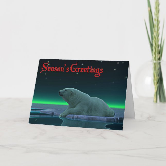 Ice Edge Polar Bear Holiday Card (Front)