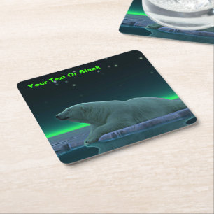 Ice Edge Polar Bear Square Paper Coaster