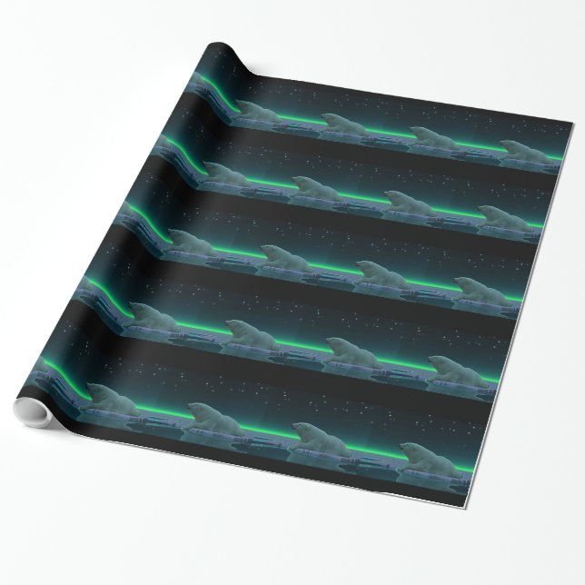 Ice Edge Polar Bear Wrapping Paper (Unrolled)