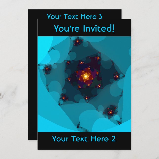 Ice Fire. Fractal Art. Blue. Invitation (Front/Back)