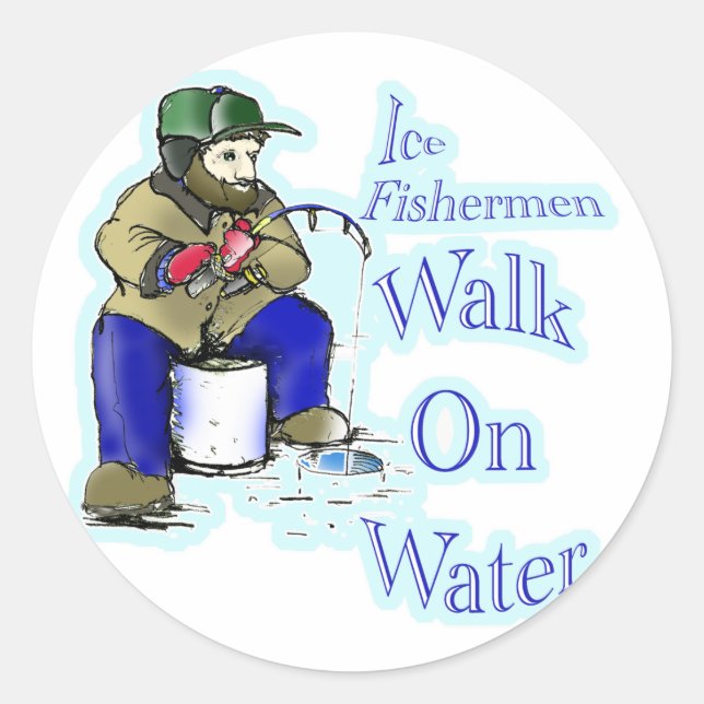 ice fishing classic round sticker (Front)