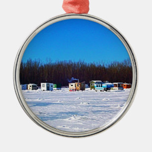 Ice Fishing collection Metal Ornament