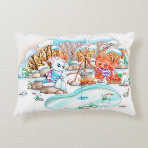 Ice Fishing Decorative Cushion