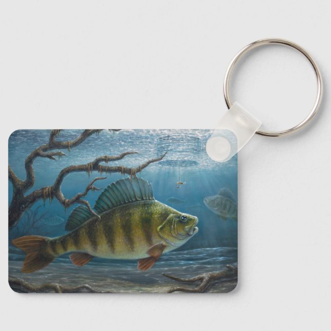 Ice Fishing for Perch Key Ring (Front)