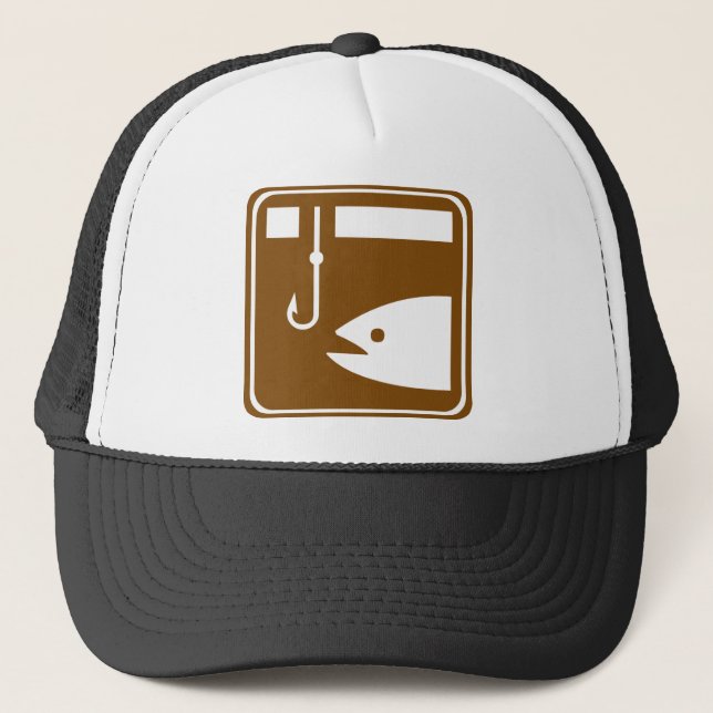 Ice Fishing Highway Sign Trucker Hat (Front)