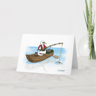 Ice fishing on ice thank you card