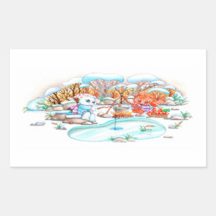 Ice Fishing Rectangular Sticker