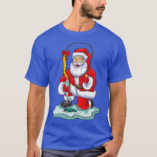 Ice Fishing Santa Claus Fisherman Christmas Winter T-Shirt