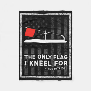 Ice Fishing Tip Up The Only Flag I Kneel For Fleece Blanket