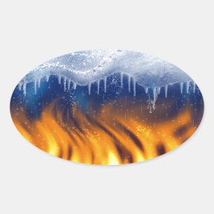 Ice & Flame Oval Sticker