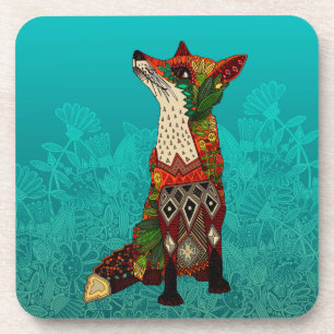 ice floral fox coaster