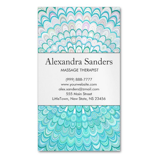 Ice Flower Mandala Magnetic Business Card (Front Vertical)