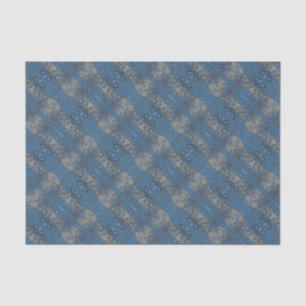 Ice flowers, blue & grey floral pattern, rustical tissue paper