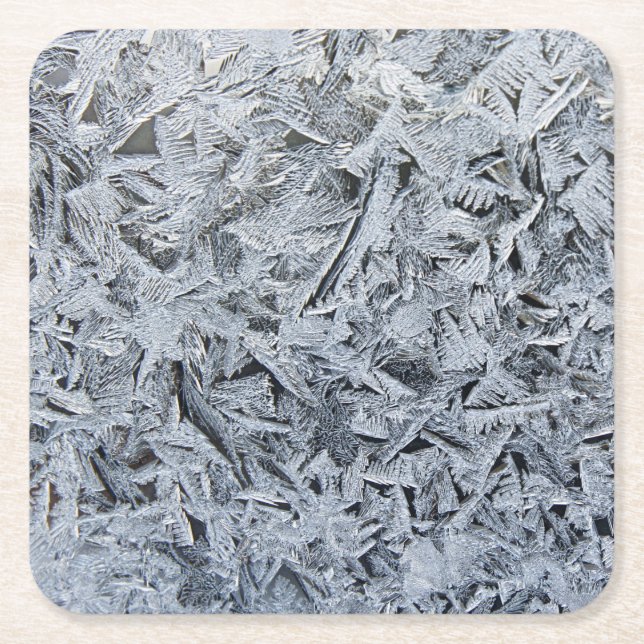 Ice Frost Crystals Texture Image Square Paper Coaster (Front)