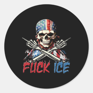 Ice Funny For Ice Retro Protest Deportation Distre Classic Round Sticker