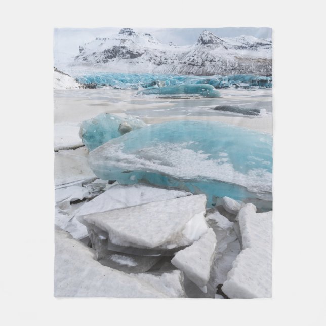 Ice Glacial Formations In Winter Fleece Blanket (Front)