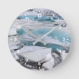 Ice Glacial Formations In Winter Round Clock