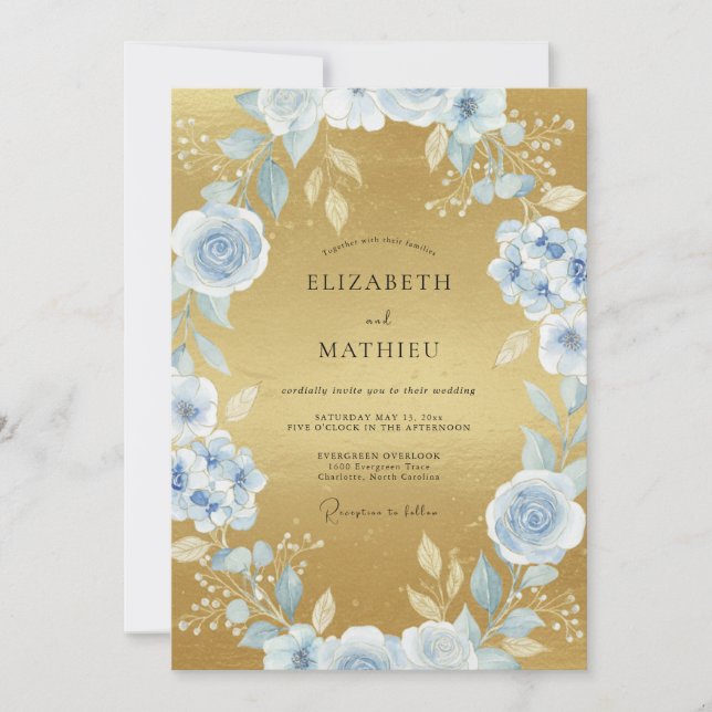 Ice Gold Petal Wedding Invitation (Front)