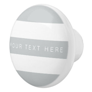 Ice Grey & White Striped Custom Ceramic Knob