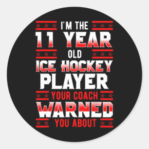 Ice Hockey 11th Birthday Party Player Sports Team  Classic Round Sticker