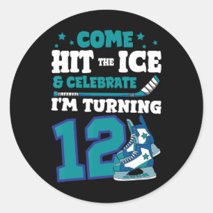 Ice Hockey 12th Birthday Party Goal Team Player Sp Classic Round Sticker