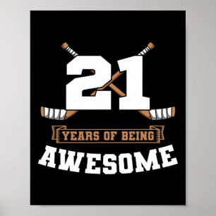 Ice Hockey 21st Birthday Sports Theme Party Goal T Poster
