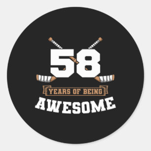 Ice Hockey 58th Birthday Sports Theme Party Goal T Classic Round Sticker