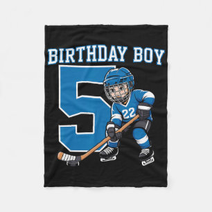 Ice Hockey 5 Years Birthday Boy 5th Bday Kids Hock Fleece Blanket