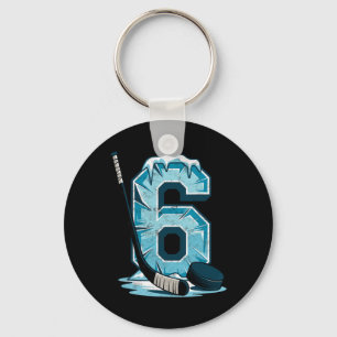 Ice Hockey 6 Years Birthday Boy 6th Bday Kids Hock Key Ring