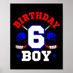 Ice Hockey 6th Birthday Boy Sports Team Party Goal Poster