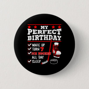 Ice Hockey 7th Perfect Birthday Party Player Sport 6 Cm Round Badge